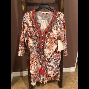 Boston Proper Paisley Embroidered Romper New